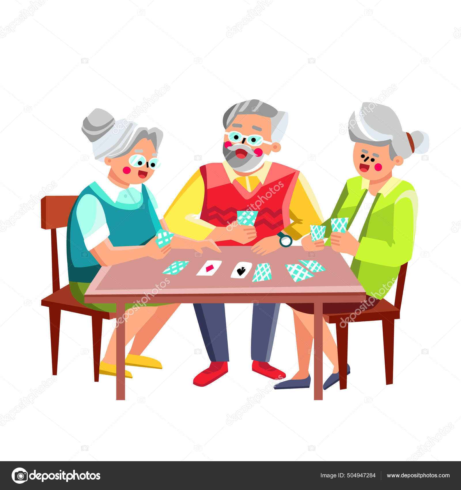 Pessoas mais velhas jogando cartas jogo juntos Vector imagem